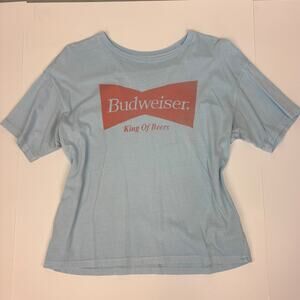 Budeweiser King Of Beers American Ealge T-Shirt Women's XS Blue Short Sleeve Tee